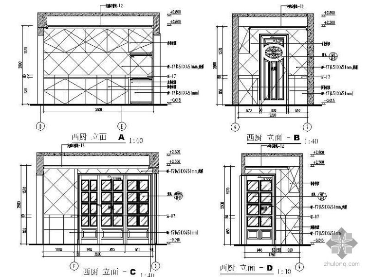 法式建筑立面CAD资料下载-法式别墅厨房立面图