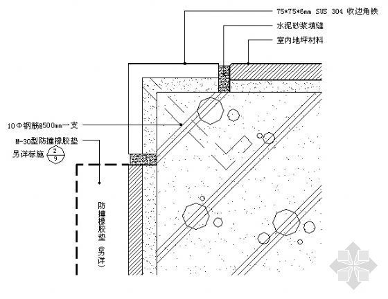 CAD墙体大样图资料下载-月台不锈钢护角收边大样图