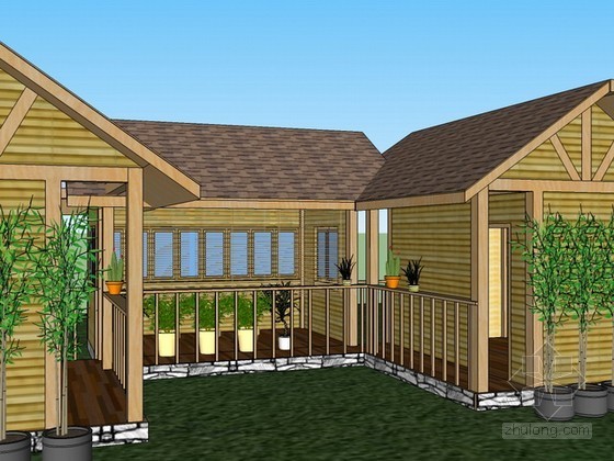 农家乐木屋3d模型资料下载-小木屋sketchup模型下载
