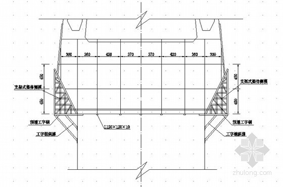 桥梁预制模板支撑图资料下载-桥梁主塔下斜腿外模板布置图