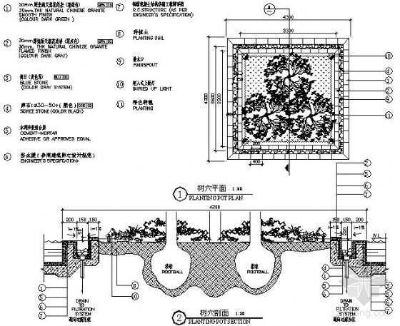 2方形花池做法资料下载-方形树穴细部详图