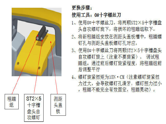 各类型全站仪操作步骤方法及维修技术培训资料（华星，知名地产达，海星达）-粗瞄组更换示意图及步骤