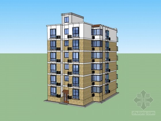 小户型板楼平面图资料下载-小户型住宅楼sketchup模型下载