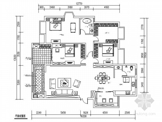 田园风格儿童房资料下载-温馨田园风格四室两厅室内CAD装修图（含效果）