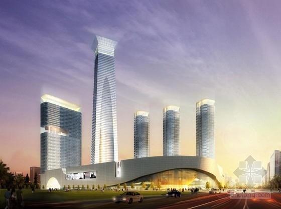 高层弧形建筑资料下载-[天津]超高层弧形“宝瓶”造型国际贸易中心建筑设计方案文本