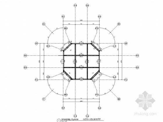 632米巨型框架核心筒外伸臂结构金融大厦结构施工图（CAD、700张）-84层核心筒连梁布置图 