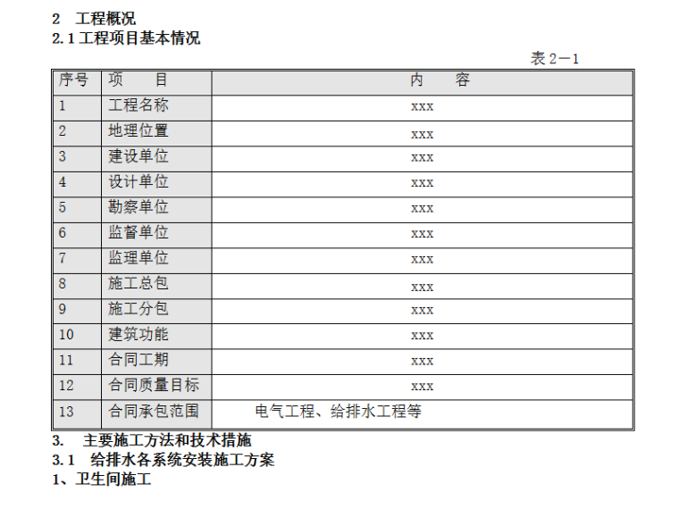 施工组织设计的要点资料下载-某住宅工程给排水施工组织设计方案（Word.20页）