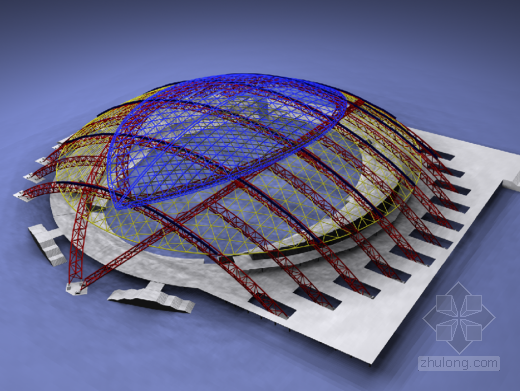 钢结构体育馆施工顺序三维图示_3