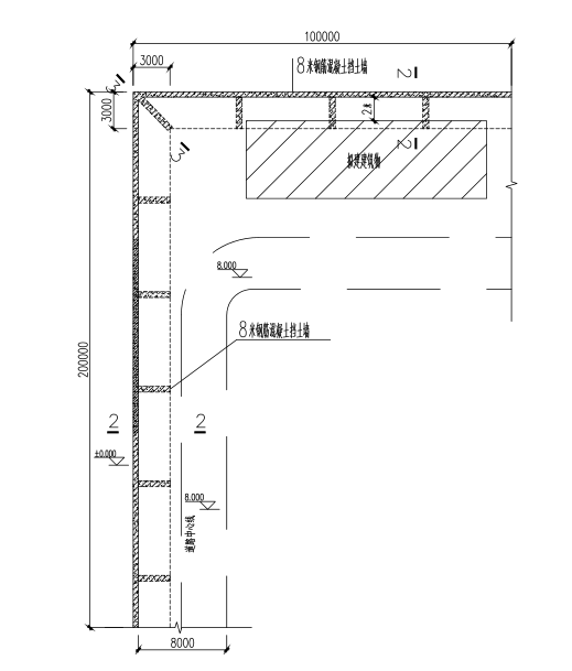 悬臂、扶壁式挡土墙设计详图（CAD、5张）-挡土墙平面图