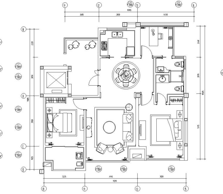 户型施工图cad资料下载-欧式香缇华府样板房B户型室内施工图设计（CAD+实景图）