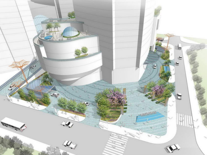2层商业街建筑方案设计资料下载-[云南]昆明世界贸易中心景观概念方案设计（现代）