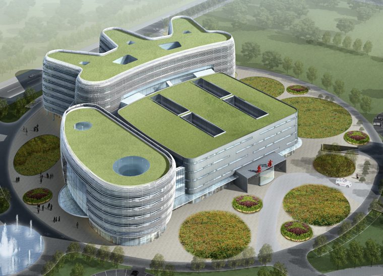 医院绿色设计要点资料下载-[广东]深圳绿色生态综合医院建筑方案文本（节能环保，绿色空间）