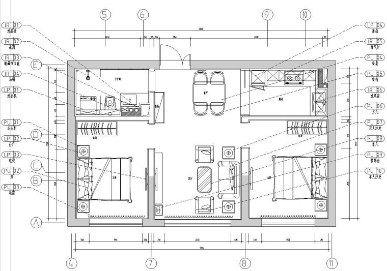 室内设计施工图图纸资料下载-[吉林]哈尔滨▪保利四期样板房室内设计（施工图+效果图）