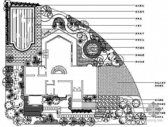 快题景观节点平面图资料下载-某别墅景观设计平面图