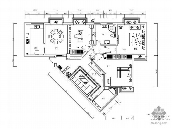 三室设计方案案例资料下载-三室两厅设计方案图