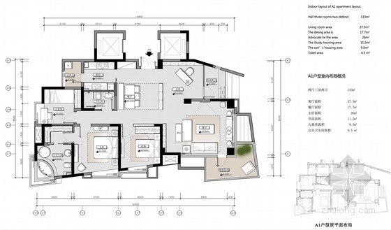 港式样板房资料下载-[四川]新城项目三种风格样板房室内设计方案