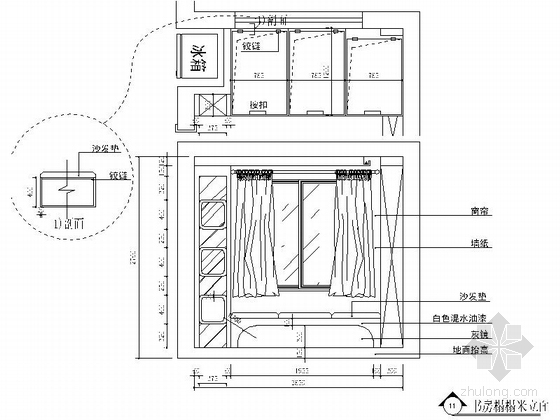 [江苏]常熟现代简约风格一居室装修CAD施工图（含实景图）书房立面图