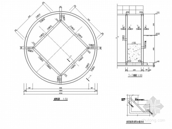 污水处理厂配水井结构施工图-池壁配筋图 