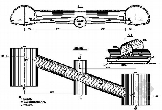 三车道大断面海底暗挖隧道工程初步设计图纸47张（知名大院 复合式衬砌）-隧道横断面总体布置图
