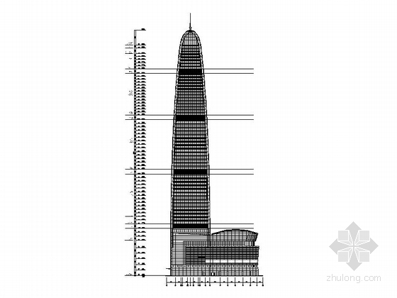 [苏州]某门形知名商业综合体建筑扩初图（300米）-图5