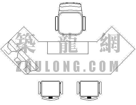 CAD班台办公桌资料下载-办公桌3