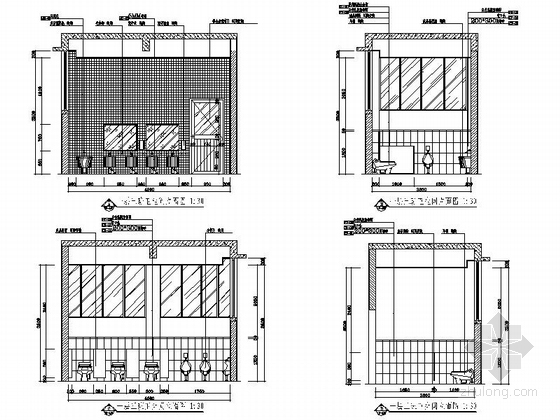 [深圳]时尚住宅小区四层幼儿园装修设计施工图（含电气图）卫生间立面图