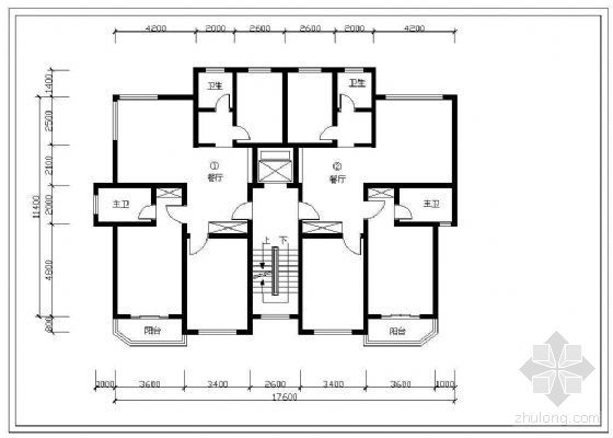 多层住宅室内图片资料下载-多层住宅户型平面