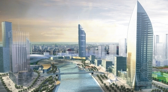 [天津]滨水激情活力城市公共绿地景观规划设计-沿河景观效果图