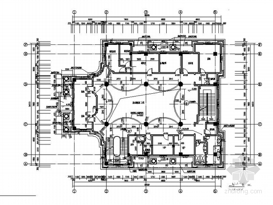 [四川]欧式风格三层售楼中心单体建筑设计施工图（知名建筑设计院）-欧式风格三层售楼中心单体建筑平面图