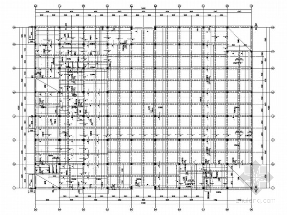 [辽宁]三层框架结构食堂结构施工图（含建筑图）-一层顶板配筋图 