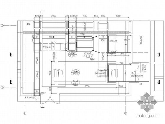[武汉]超五星级酒店暖通空调全套设计施工图(换热站 锅炉房 制冷机房)-空调机房平面