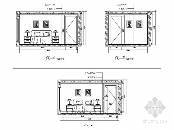 [浙江]精品loft风格98平两层别墅室内装修施工图卧室立面图