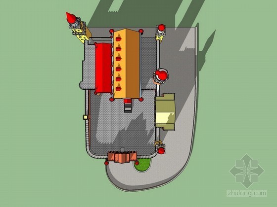 城堡酒店sketchup模型下载- 