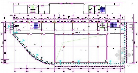 [广东]售楼中心幕墙工程预算书(含配套图纸)-二层预埋件平面布置图 