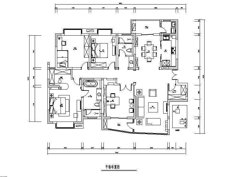 160平住宅资料下载-[江苏]欧式田园风160平米平层公寓设计施工图（附效果图）