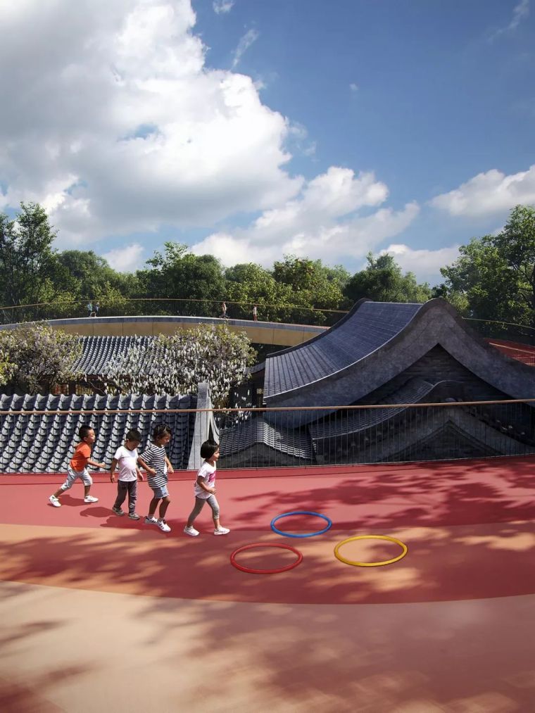 北京幼儿园建筑资料下载-MAD为北京四合院幼儿园设计漂浮屋顶