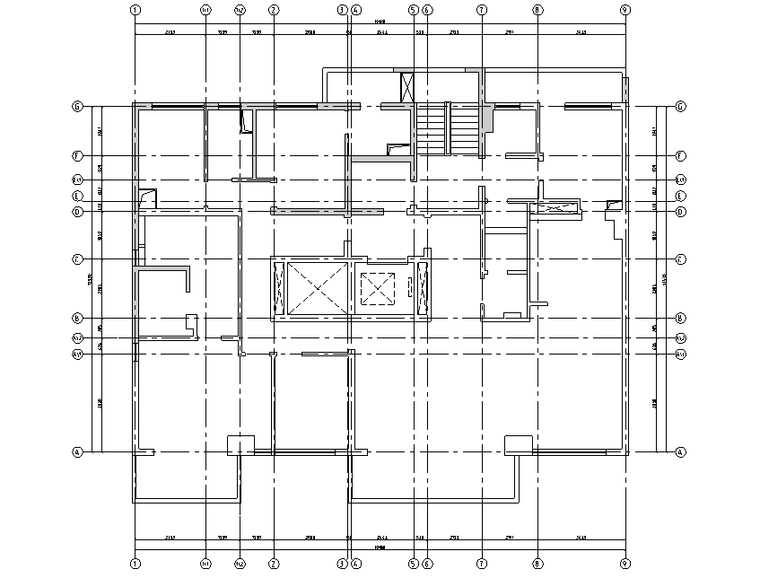 [上海]北美风格四居室住宅设计施工图（附效果图）-原始平面图