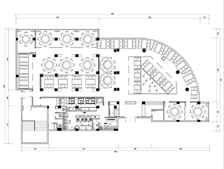 某饭庄混搭风格CAD（含效果图）-平面图