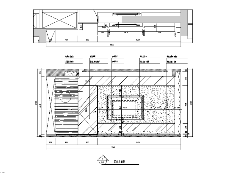 [江苏]现代奢华常熟四季花园公寓房设计施工图（附效果图）-客厅立面图