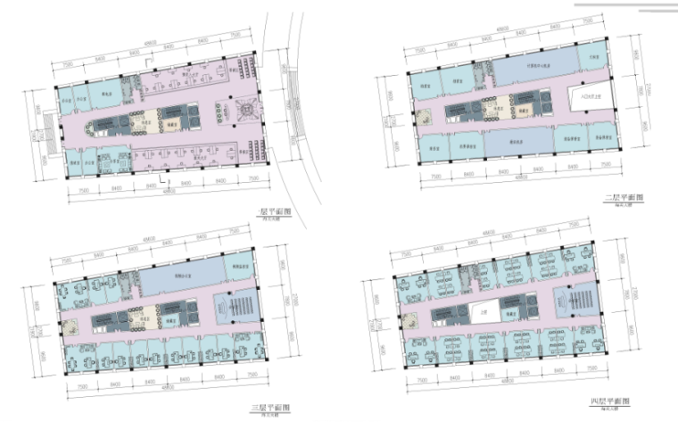 [江西]五套城乡规划展览馆及办公建筑设计方案文本-平面图