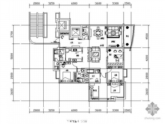 居室空间卫生间资料下载-[上海]某住宅空间四居室装修图