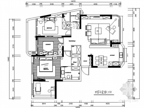 现代居室装修资料下载-[温州]城市中心区现代高档四居室装修图（含实景）