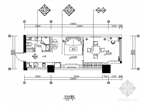 小清新住宅CAD资料下载-[大连]日式风格小清新迷你一居室公寓CAD施工图（含效果图）