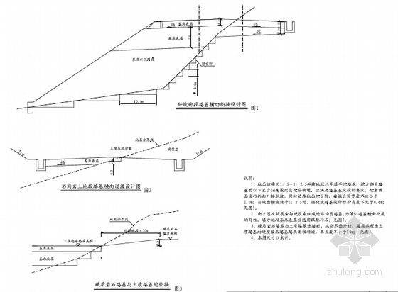 [湖北]2015年设计I级铁路路基施工图大样图图集148张（防护加固支挡检测）-不同岩土组合路基过渡段设计图