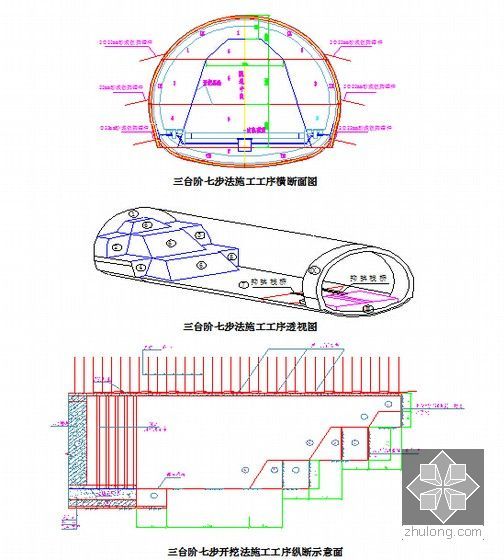 [广东]新建铁路站前工程实施性施工组织设计349页（路桥涵隧 附图丰富）-三台阶七步开挖法