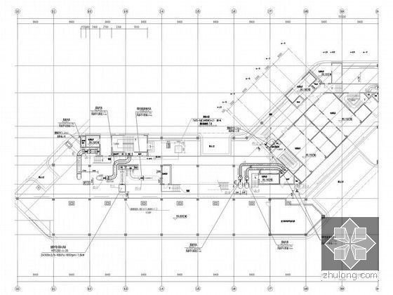 [浙江]高层门诊医技楼空调及通风排烟系统设计施工图（净化空调系统 VRF系统）-机房层通风消防平面