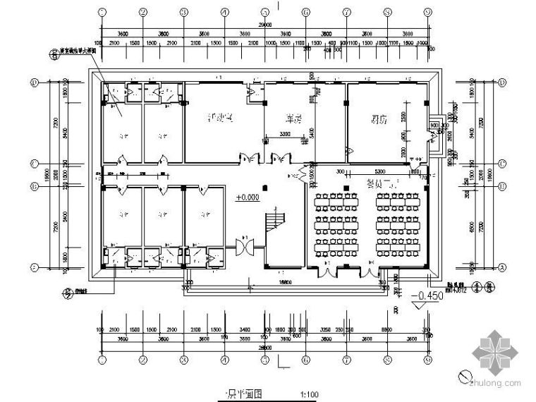 餐厅框架结构建筑平面图资料下载-某餐厅平面图