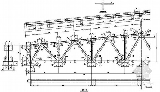 21米钢构图纸资料下载-21米跨钢屋架节点详图