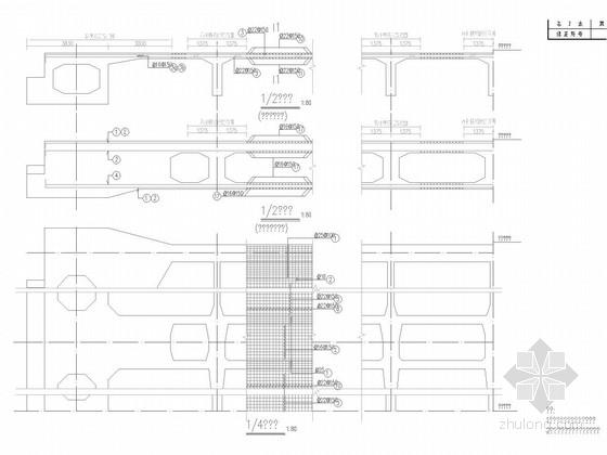 [江苏]桥宽33.5m跨径90m斜靠式系杆拱桥设计图纸56张-主桥主梁配筋图 