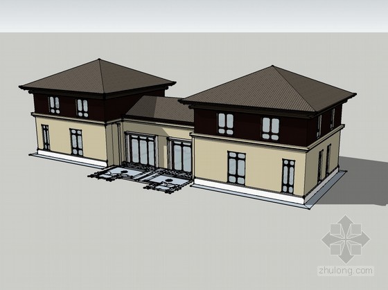 简欧别墅设计图免费资料下载-简欧别墅建筑sketchup模型